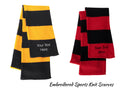 Custom embroidered Sports scarf. Scarves - 10 colours available - personalized scarves - Rugby-Striped Knit Scarf