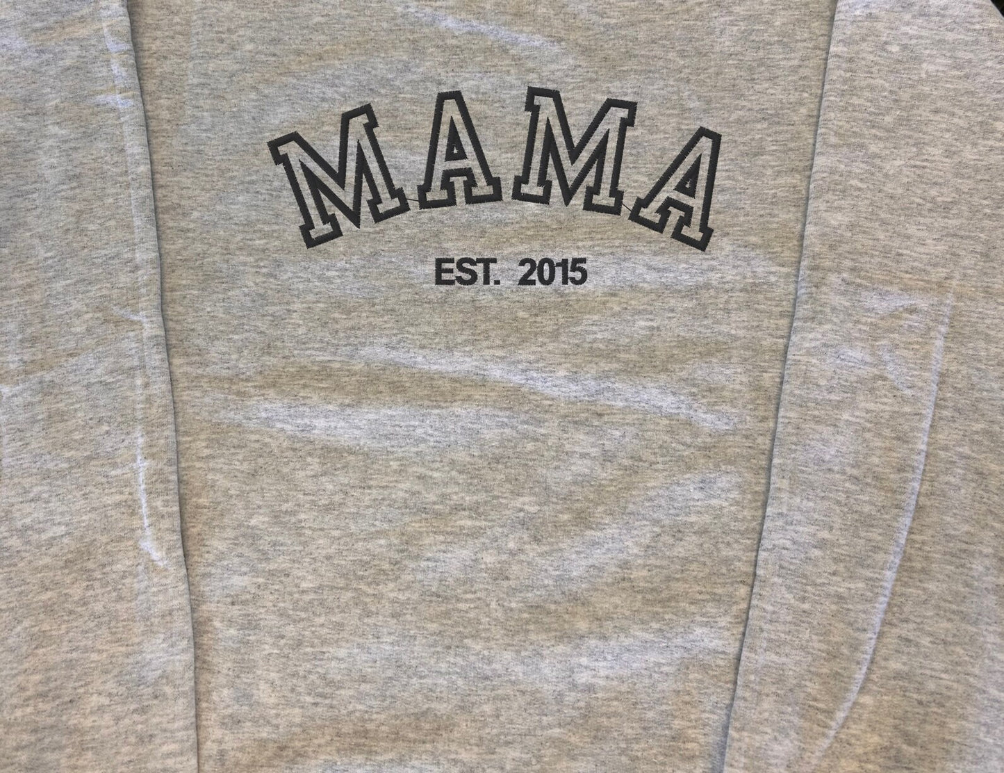 Custom embroidered crewneck sweatshirt - personalized sweatshirt  - embroidered MAMA + names or initials + heart  - christmas gift