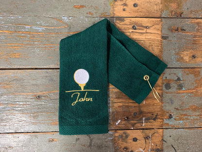 Personalized Terry Golf Towel - embroidered golf towel -  tri-folded golf towel - Father's Day  -Christmas Gift - Mother's day