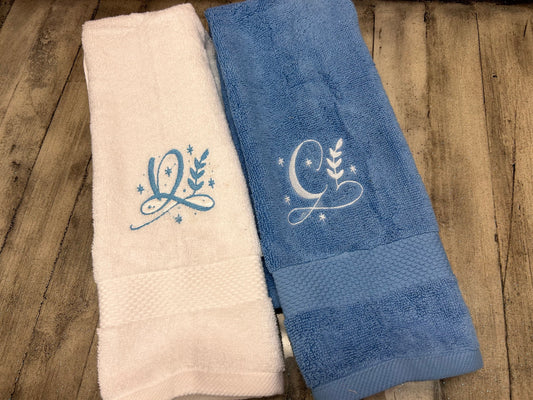 Embroidered monogram hand towels - initials hand towels