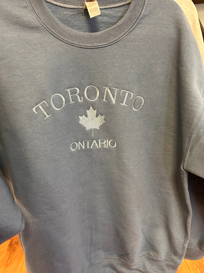 Embroidered Crewneck sweatshirt - Custom sweatshirt - Toronto Ontario - Embroidered city sweatshirt