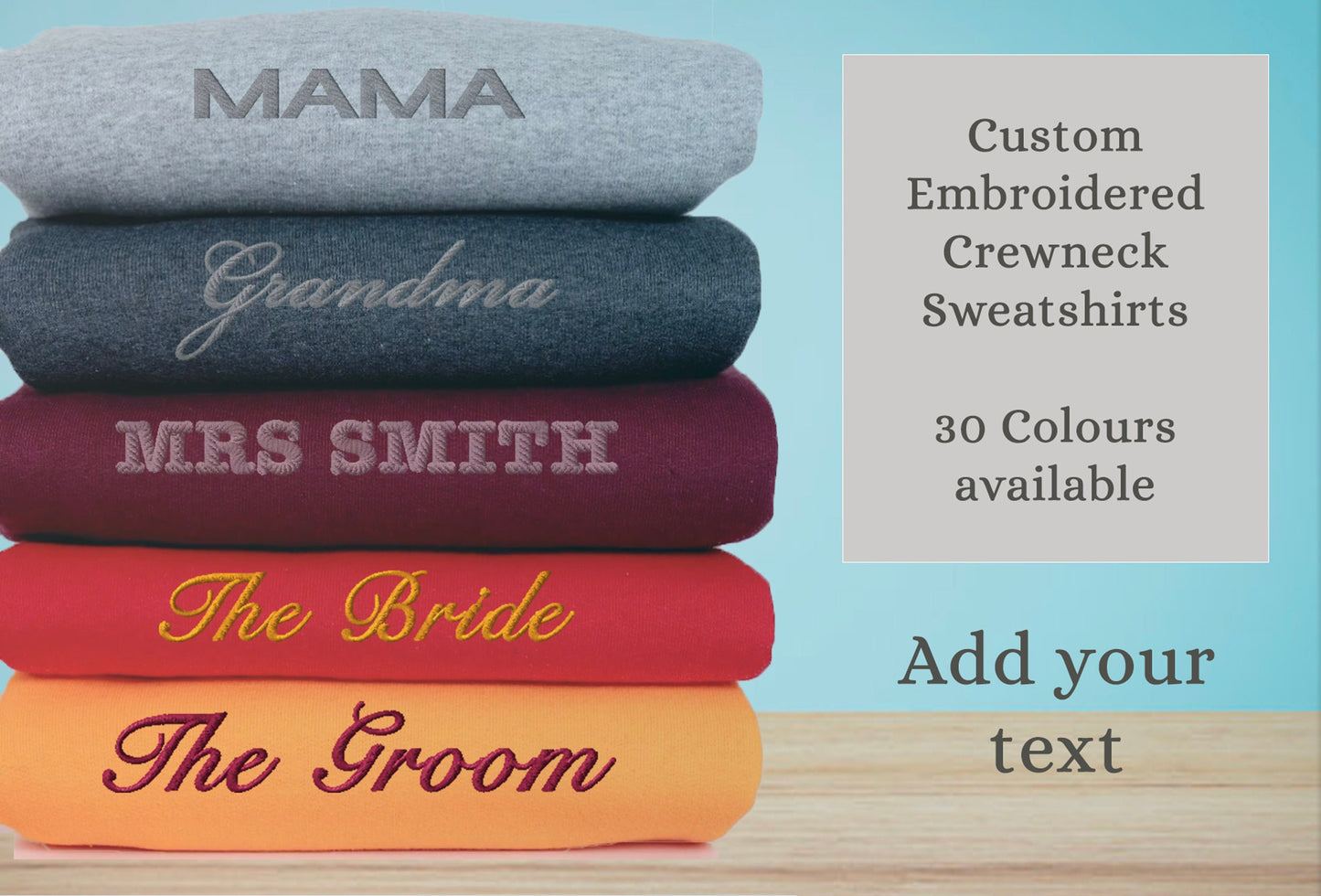 Embroidered Crewneck sweatshirt - Custom sweatshirt - Crewneck sweatshirt - text only sweatshirt