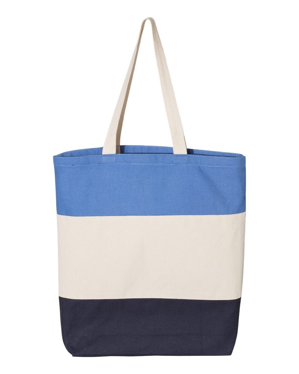 Embroidered 3 colour tote wild flower embroidery bag Carolina blue natural navy