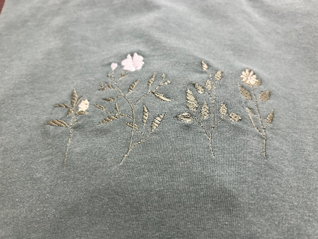 Floral green - blue spruce embroidered t-shirt