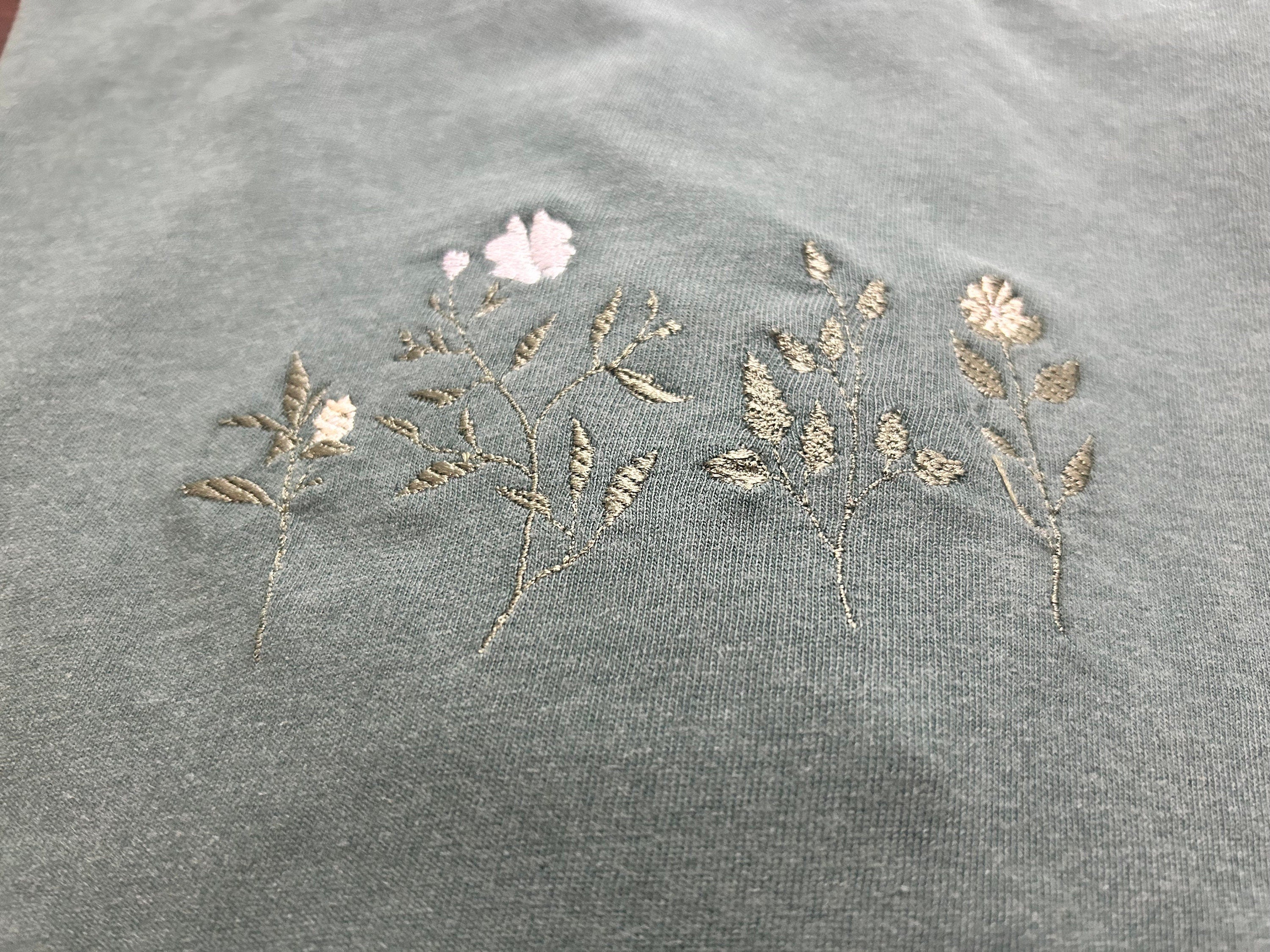 Floral green - blue spruce embroidered t-shirt