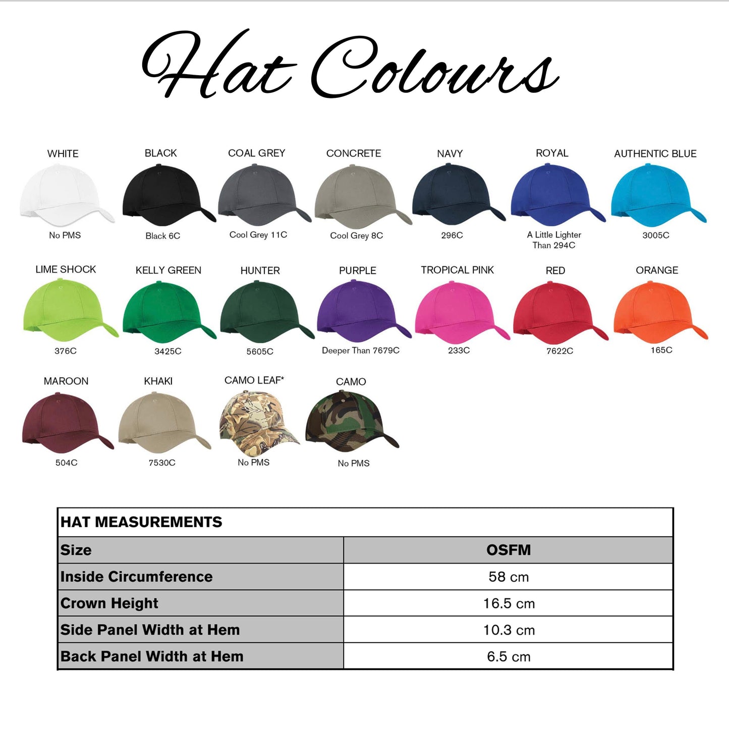 Custom text or logo hat - Quantity discounts available - Basic hats - personalized hats - Baseball hat