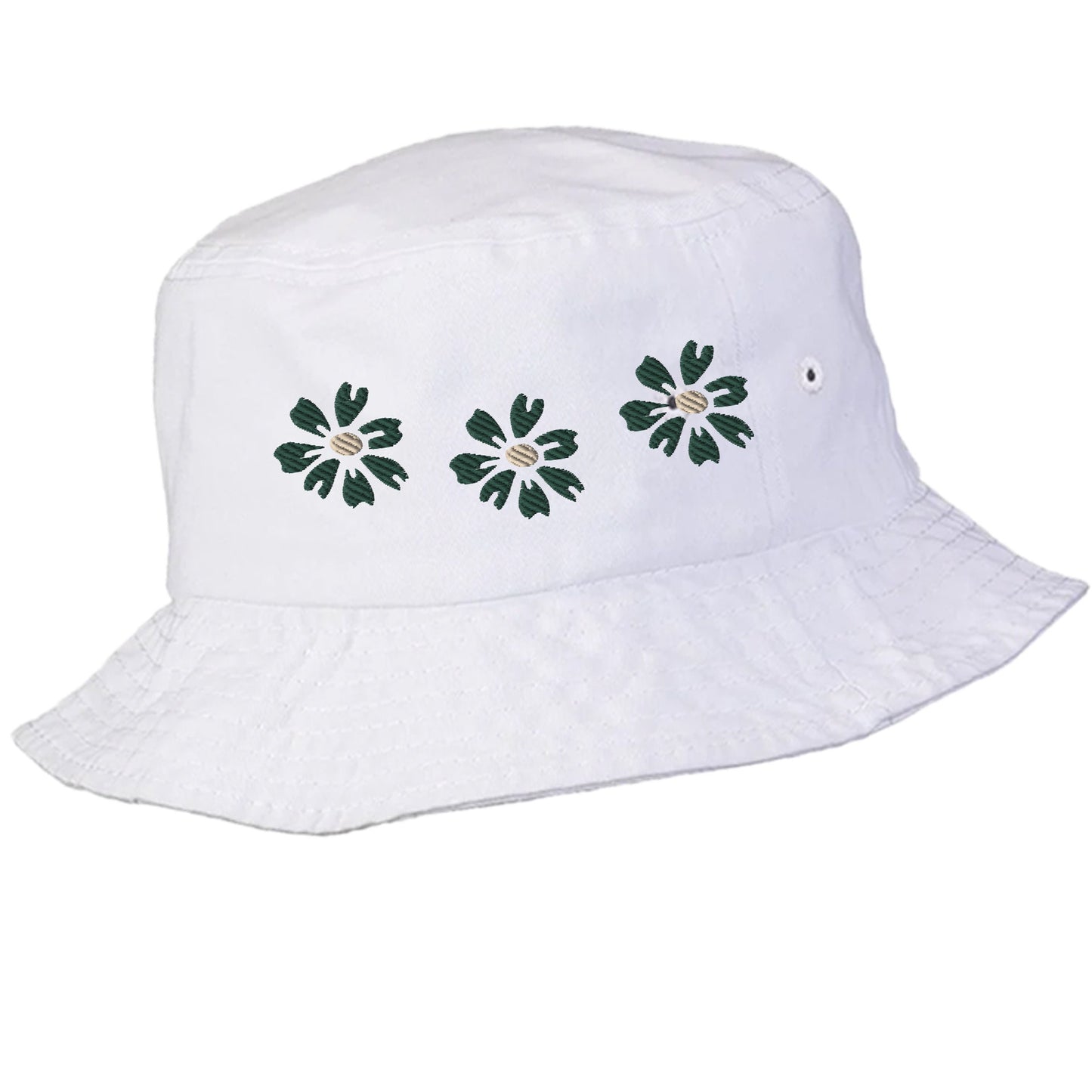 Bucket hat with embroidered flowers