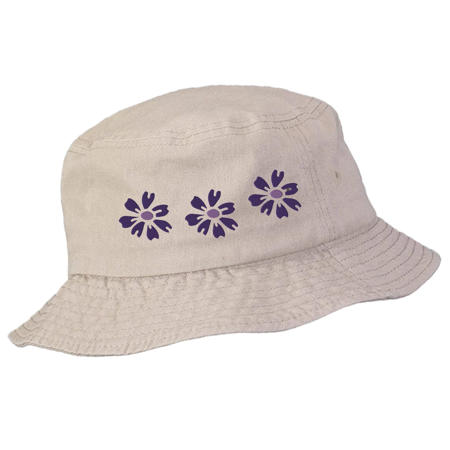 Bucket hat with embroidered flowers