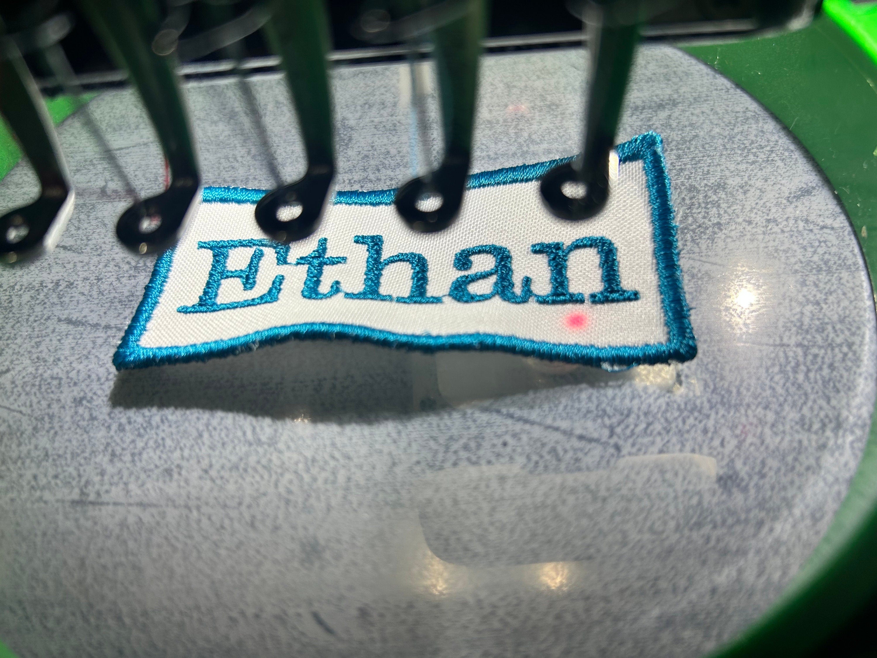 Custom embroidery name patches - personalizaed tag for shirts, jackets, blankets, backpacks and more - iron-on or sew-on