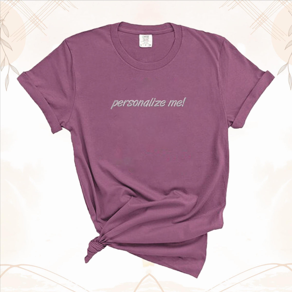 custom text embroidered t-shirt