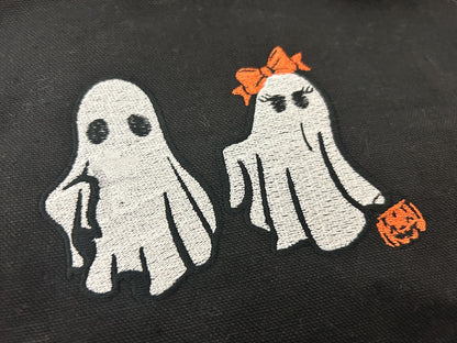 Trick or Treat bag - Embroidered Ghosts - Large tote bag Halloween