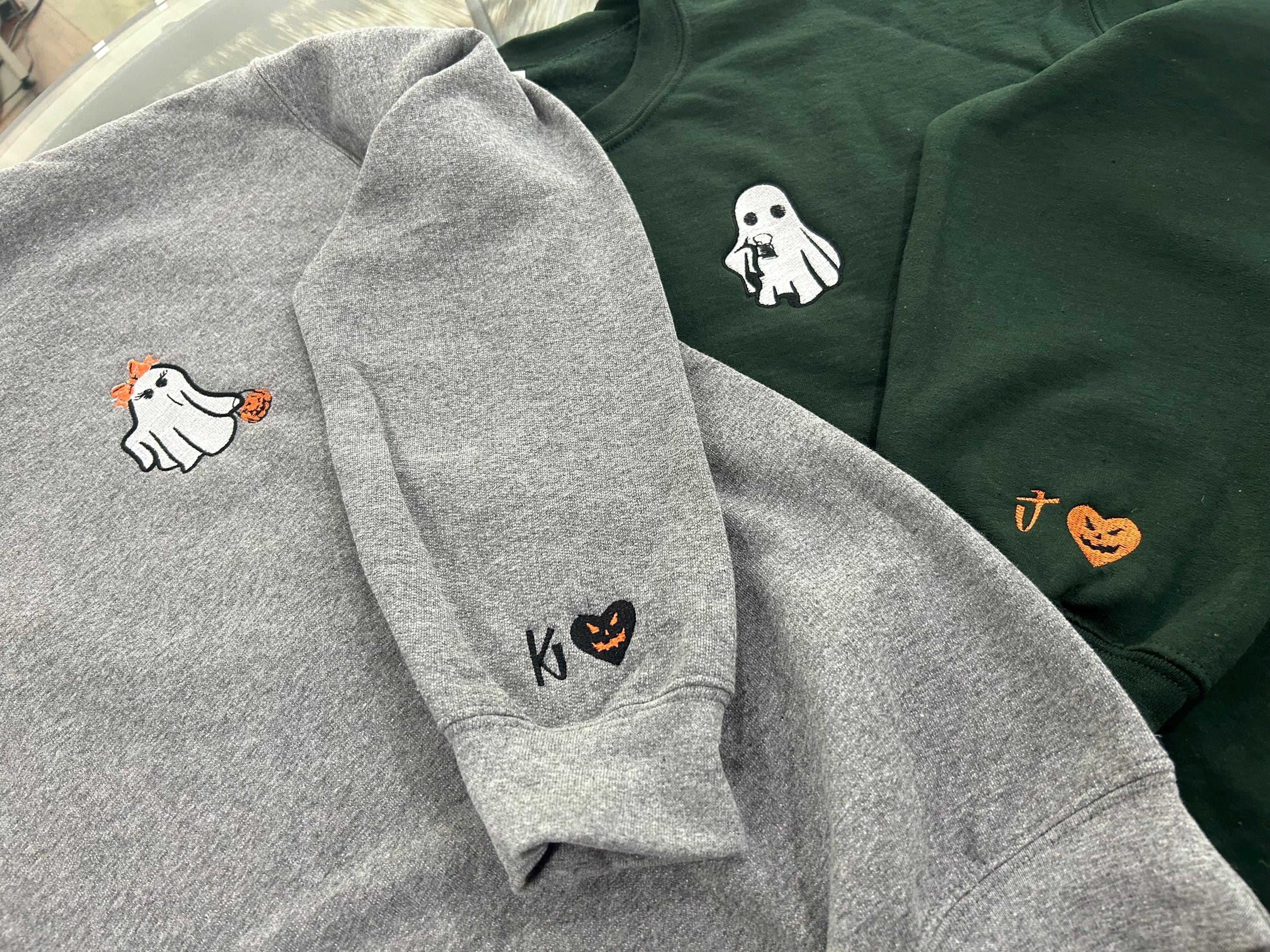 ghost girl and boy ghost couple halloween heart Halloween matching hoodies