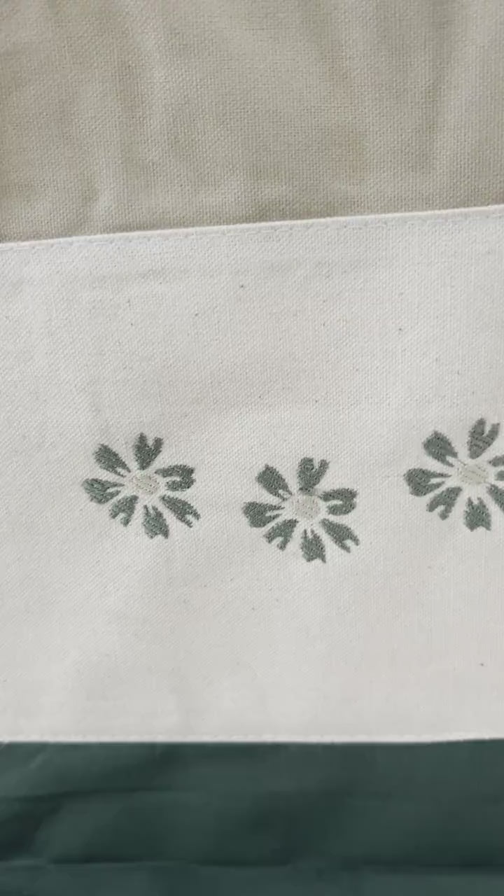 Embroidered Tote Bag, wild flower tote bag, ,large tote bag, wedding favour, bridesmaids gifts, destination wedding, 11L Tri-Color Tote